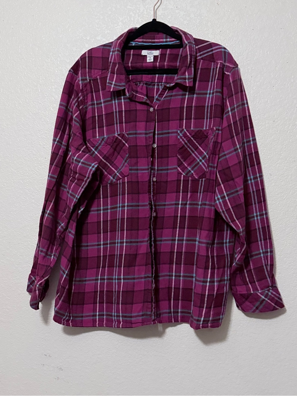 croft & barrow Magenta Plaid Button-Down Shirt 0306